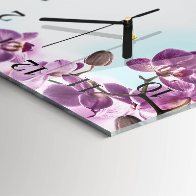 Quadratische wanduhr Orchidee