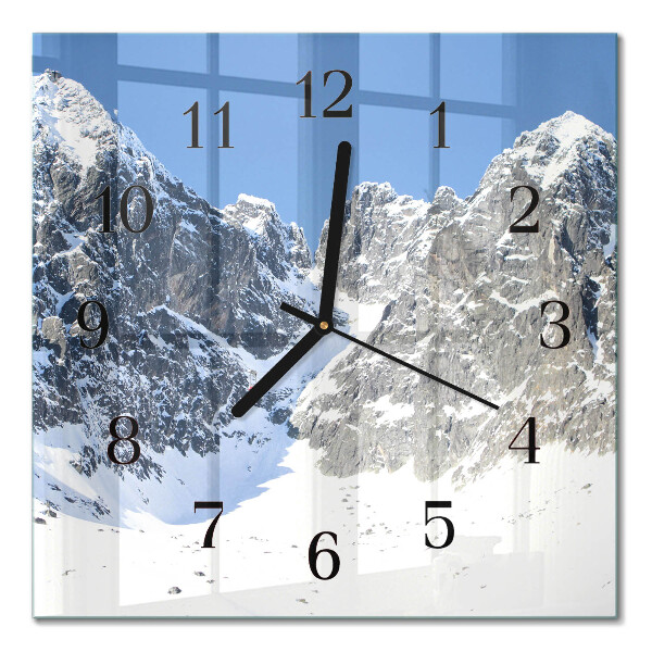 Moderne wanduhr quadratisch Gebirge im Winter