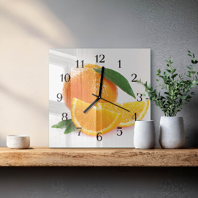 Moderne wanduhr quadratisch Orangen