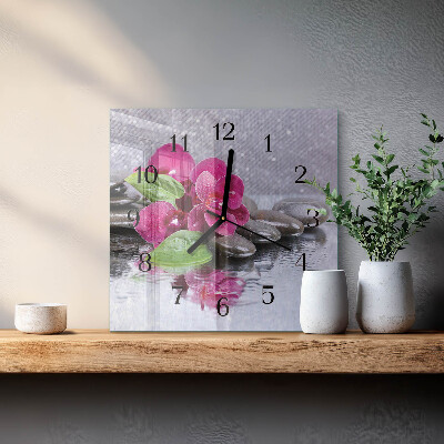 Wanduhr mit motiv quadratisch Orchidee