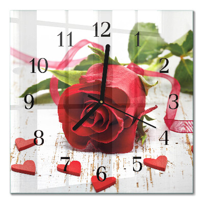 Quadratische wanduhr Rose