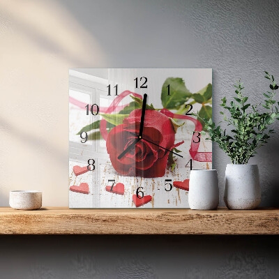 Quadratische wanduhr Rose