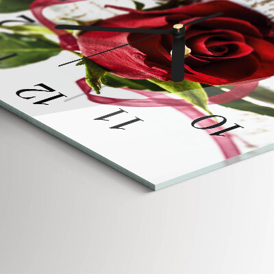 Quadratische wanduhr Rose