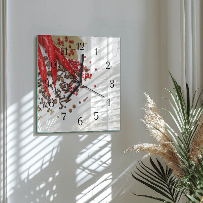 Moderne wanduhr quadratisch Rote Paprika