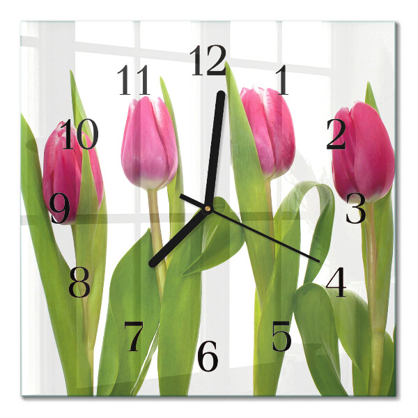 Wanduhr mit motiv quadratisch Tulpen