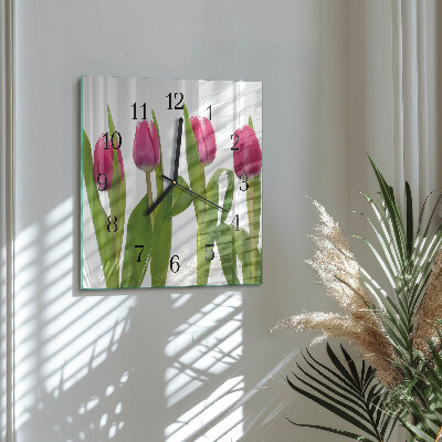Wanduhr mit motiv quadratisch Tulpen