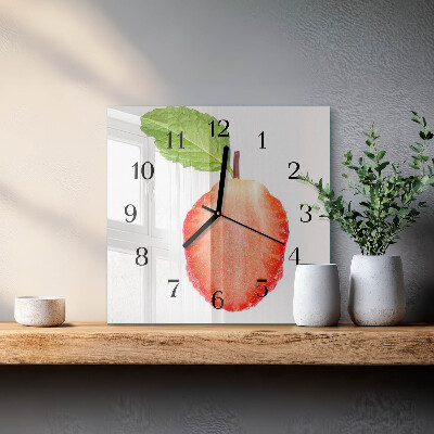 Quadratische wanduhr modern Erdbeere