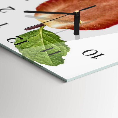 Quadratische wanduhr modern Erdbeere