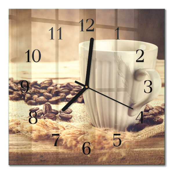 Glasuhr quadratisch Kaffee