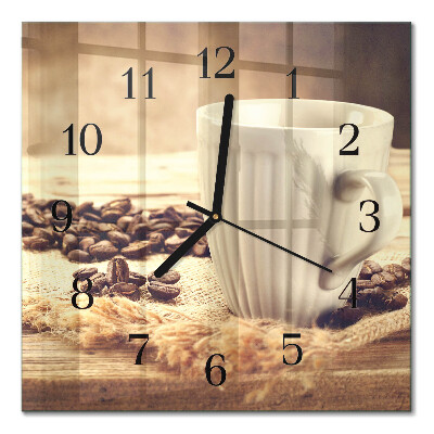 Glasuhr quadratisch Kaffee