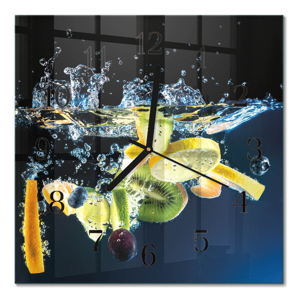 Quadratische wanduhr modern Obst