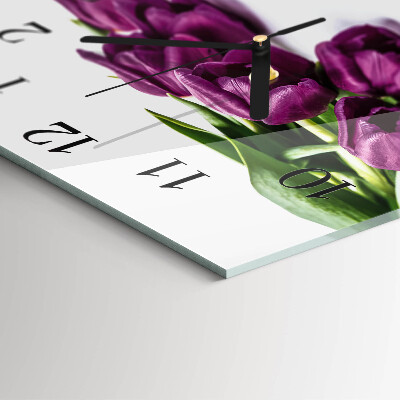 Glasuhr quadratisch Tulpen