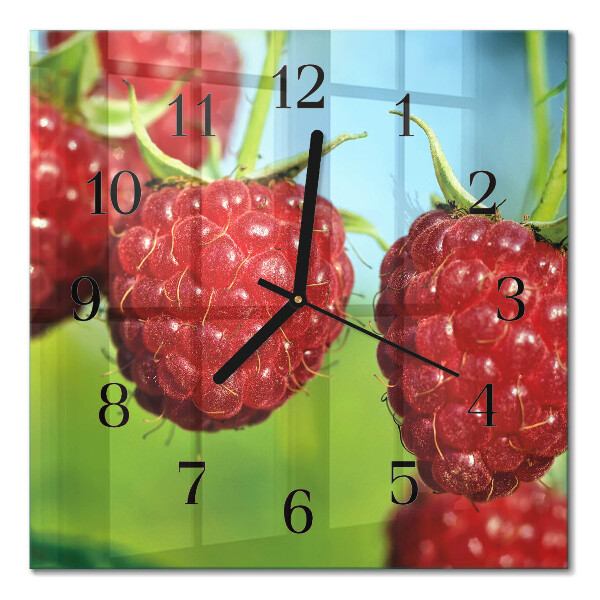 Quadratische wanduhr Himbeeren
