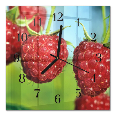 Quadratische wanduhr Himbeeren