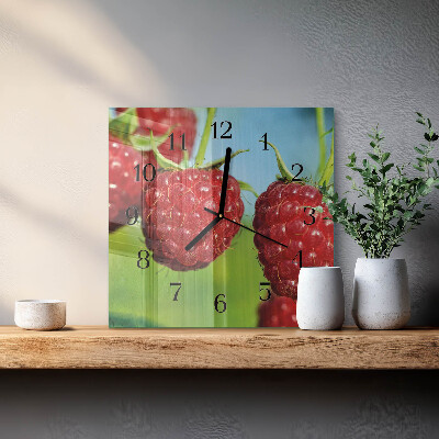 Quadratische wanduhr Himbeeren