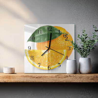 Moderne wanduhr quadratisch Orangen