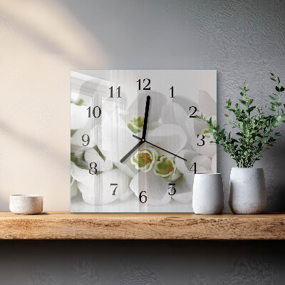 Wanduhr mit motiv quadratisch Blumen