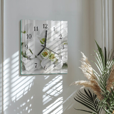 Wanduhr mit motiv quadratisch Blumen