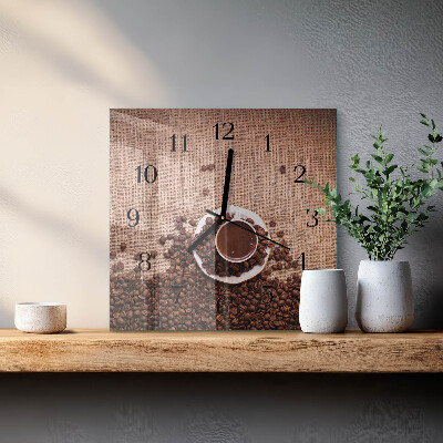 Quadratische wanduhr Kaffeebohnen