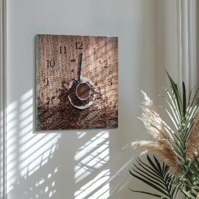 Quadratische wanduhr Kaffeebohnen