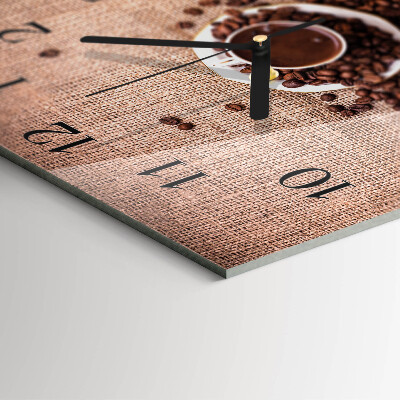 Quadratische wanduhr Kaffeebohnen