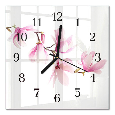 Wanduhr mit motiv quadratisch Magnolie