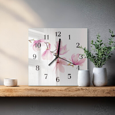 Wanduhr mit motiv quadratisch Magnolie