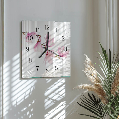 Wanduhr mit motiv quadratisch Magnolie