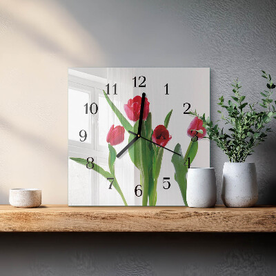 Quadratische wanduhr Tulpen