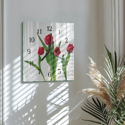 Quadratische wanduhr Tulpen