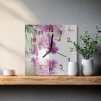 Quadratische wanduhr modern Schmetterlinge