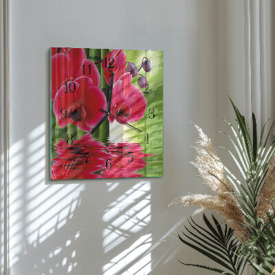 Quadratische wanduhr Orchidee