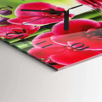 Quadratische wanduhr Orchidee