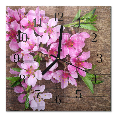 Quadratische wanduhr Blumen