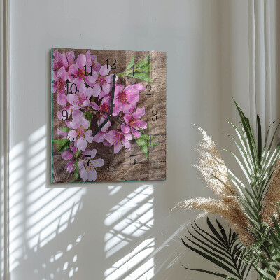 Quadratische wanduhr Blumen