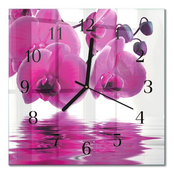 Quadratische wanduhr Orchidee