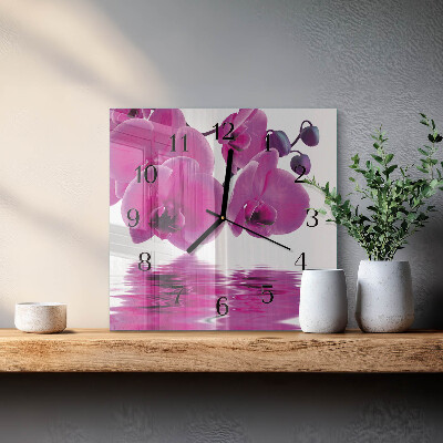 Quadratische wanduhr Orchidee