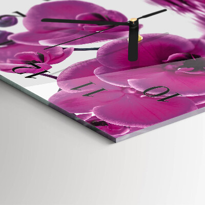Quadratische wanduhr Orchidee