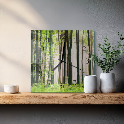 Moderne wanduhr quadratisch Wald