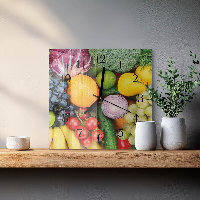 Quadratische wanduhr modern Obst und Gemüse