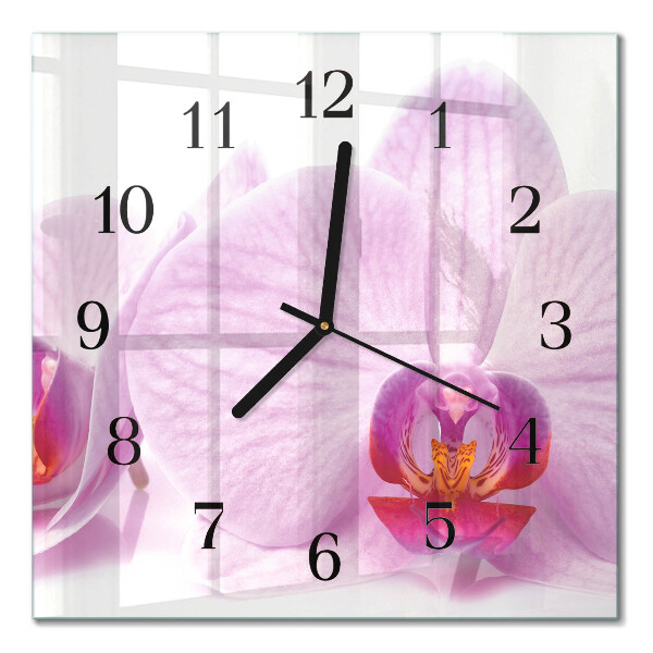 Glasuhr quadratisch Orchidee