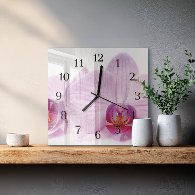 Glasuhr quadratisch Orchidee