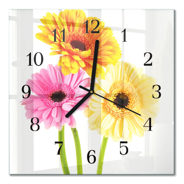Quadratische wanduhr modern Blumen