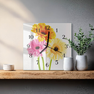 Quadratische wanduhr modern Blumen