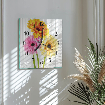 Quadratische wanduhr modern Blumen