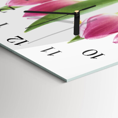 Glasuhr quadratisch Tulpen
