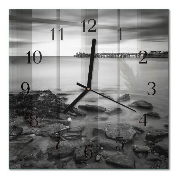 Quadratische wanduhr Flussufer
