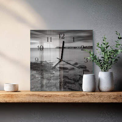 Quadratische wanduhr Flussufer
