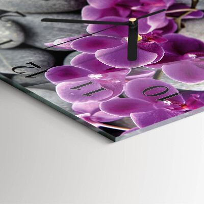 Wanduhr mit motiv quadratisch Steine ​​und Orchideen