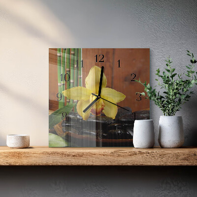 Quadratische wanduhr modern Bambusorchidee